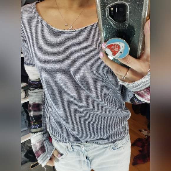 We The Free Pinstripe patchwork sweater - Picture 2 of 4